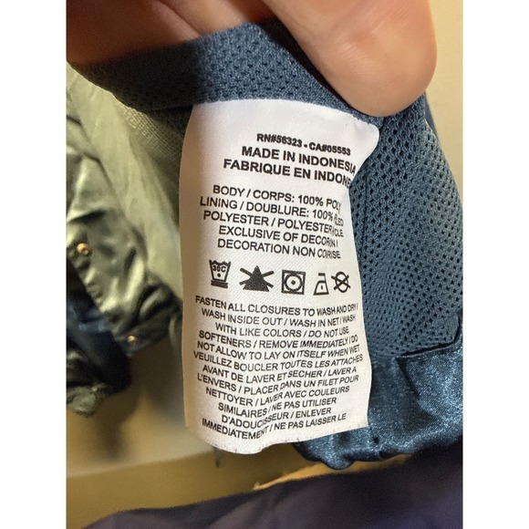 Nike Shiny Greenish Blue Snap Button Jacket Athletic Athleisure Size M - Picture 4 of 7